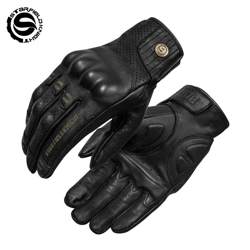 Horse Riding Glove - SFK Real Goatskin Leather Black Motorcycle