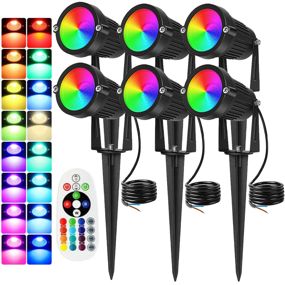 Outdoor Spotlight - RGBW Landscape Lighting 10W with Remote
