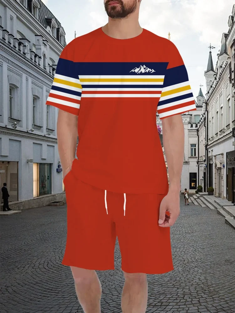 Stripe 3D Print T-Shirt Men's  - Outdoor Sports Activities ulasan dan harga