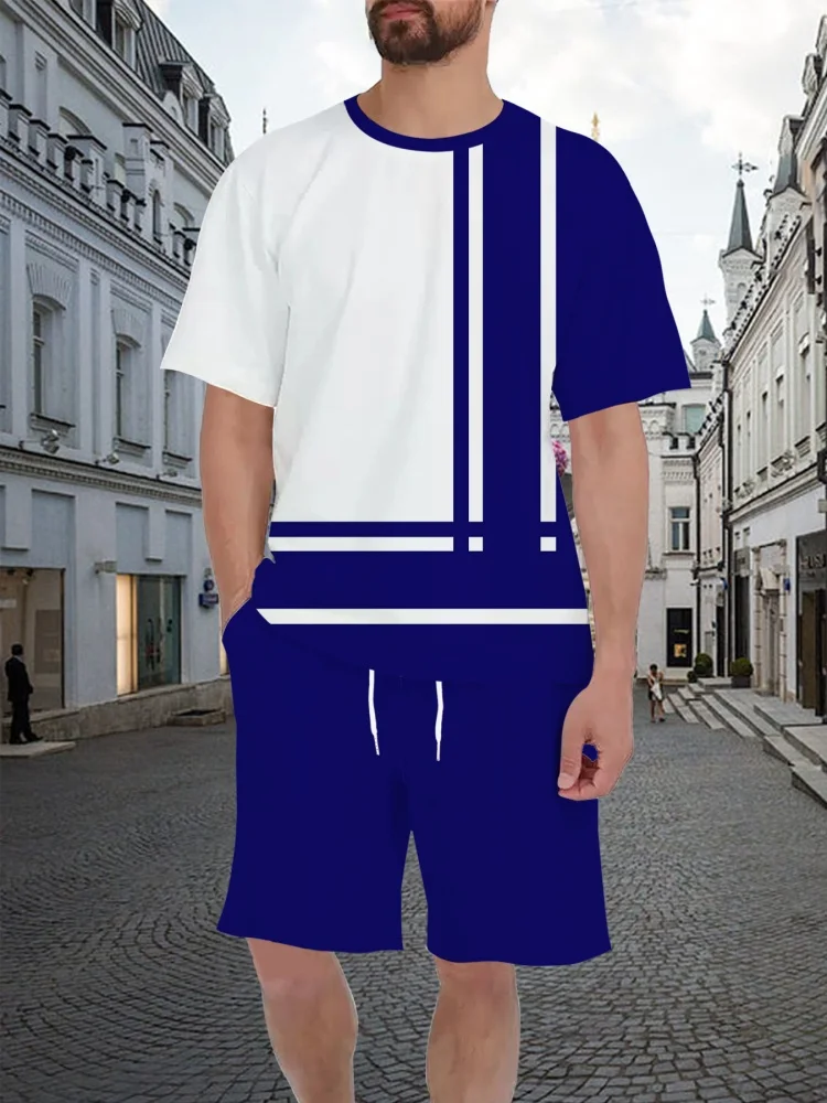 Stripe 3D Print T-Shirt Men's  - Outdoor Sports Activities ulasan dan harga